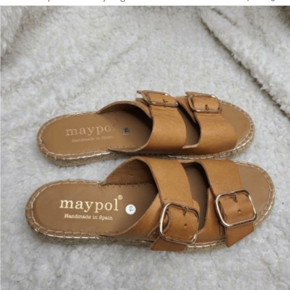 Anthropologie Maypol Milos Leather Sandals Slides‎ sz 7.5